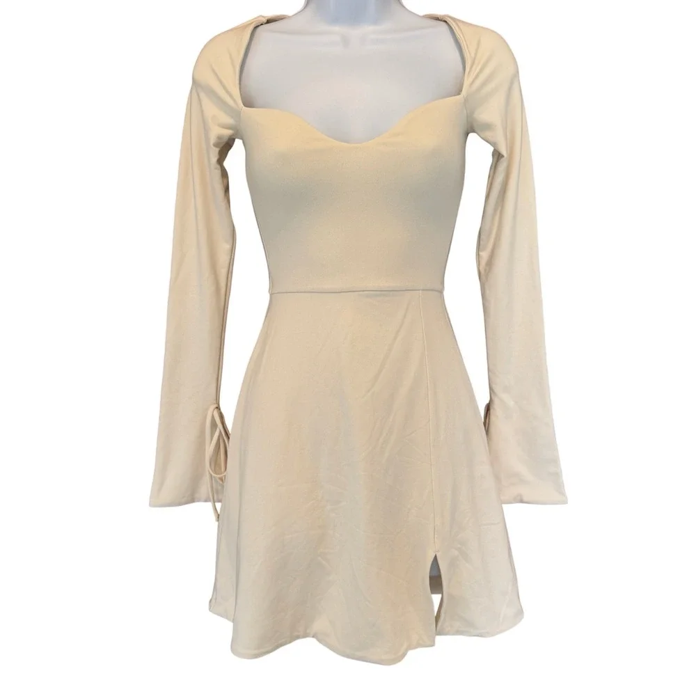 flare sleeve mini dress oh polly Embellished Cowl-Neck Draped Mini Dress in Emerald Green - 6